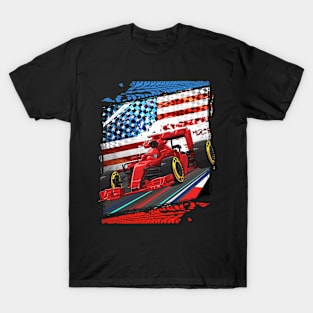 Formula USA Racing Circuit Car Map Grand Prix Race T-Shirt
